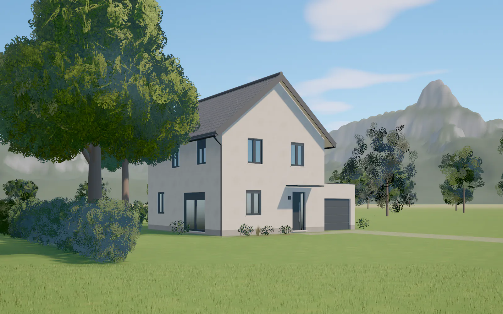 Façade, vue de trois quarts du modèle Vercors (illustration)