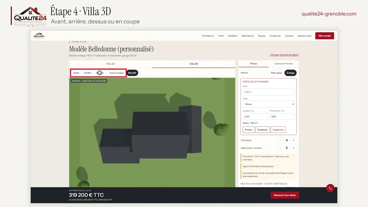 Aperçu de la vidéo : l’étape Villa 3D du configurateur